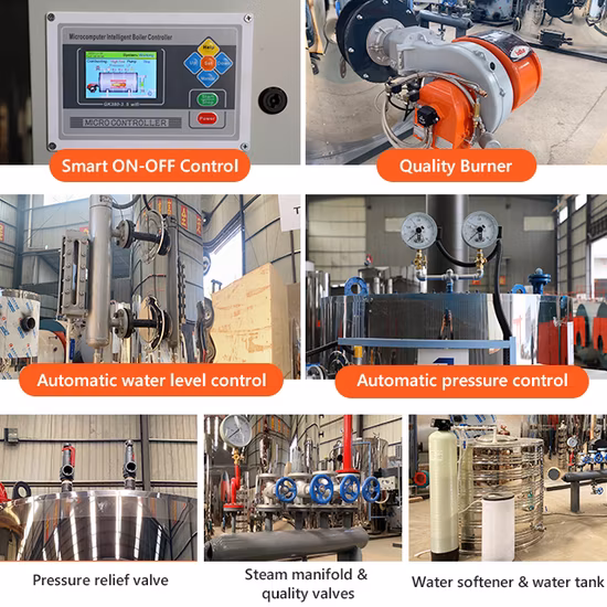 Preço Pequeno Industrial Vertical 100kg 200kg 300kg 500kg 600kg 700kg 1000kg Gás Diesel Óleo GLP Carvão Madeira Biomassa Gerador de Vapor Gerador de Boilers para Venda